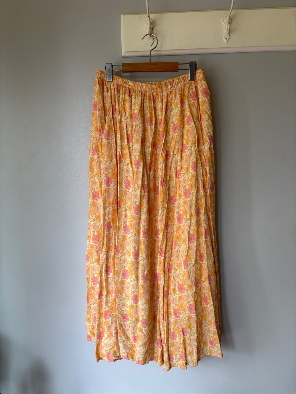 Jackson Rowe Floral Midi/Maxi Skirt Yellow Pink Boho Cottagecore M - Picture 2 of 7